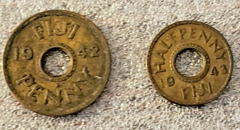 Read more about the article 1942 Fiji Penny and 1943 Fiji Half Penny King George VI (Lot of 2 Coins)