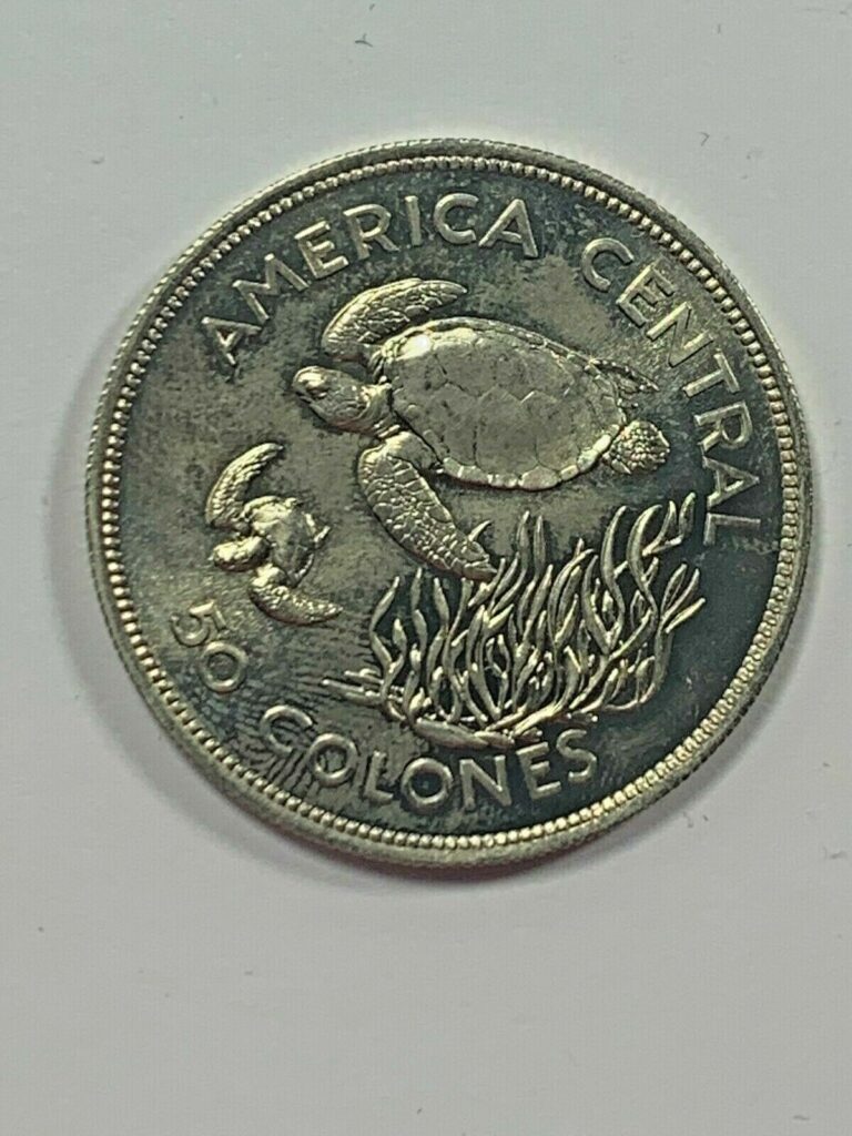 Read more about the article 1974 Costa Rica 50 Colones Uncirculated Silver Coin – Green Sea Turtle – KM-200
