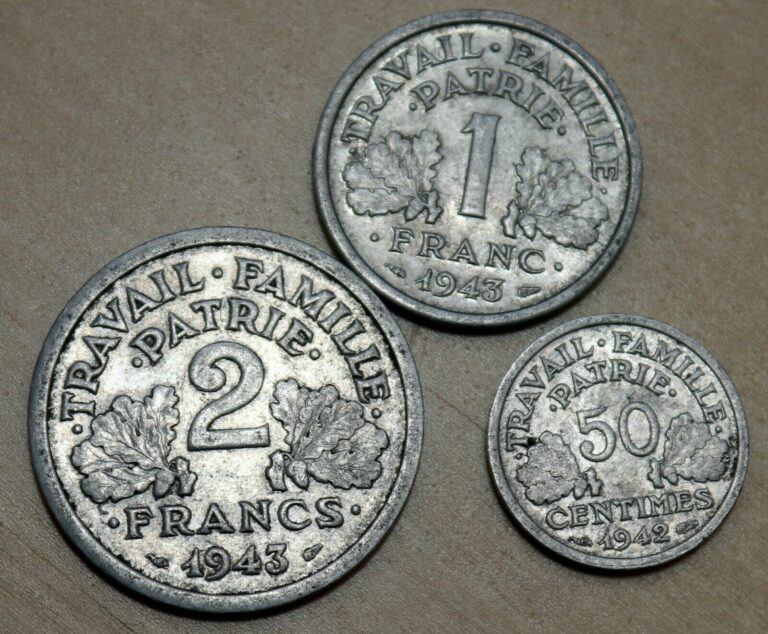 Read more about the article France Lot of 3 Coins – WWII – Vichy State Nazi Occupation