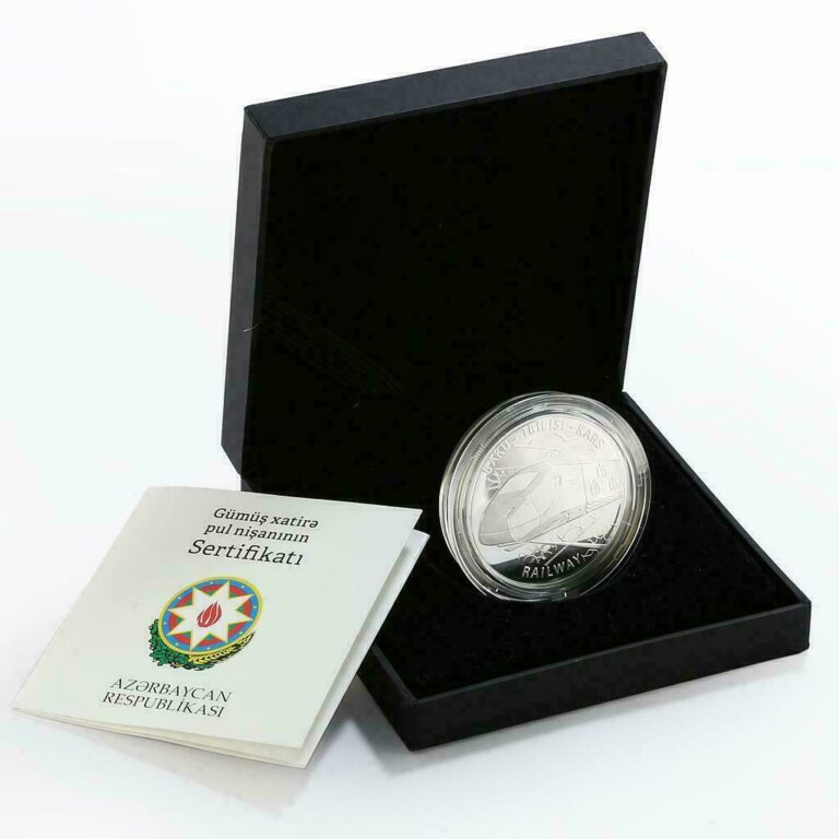 Read more about the article 5 MANAT AZERBAIJAN 2015 SILVER COIN PROOF Railway Baku-Tbilisi- Kars Transport