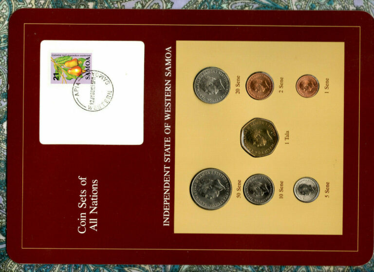 Read more about the article Coin Sets of All Nations W. Samoa UNC 1 2 5 10 20 50 Sene 1974 Tala 1984 24JA91