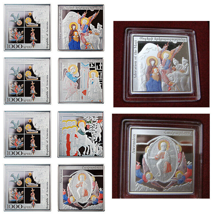 Read more about the article Armenia 2010 Gospel Miniatures 4 x 1000 Dram Silver Proof Colored Coin Set