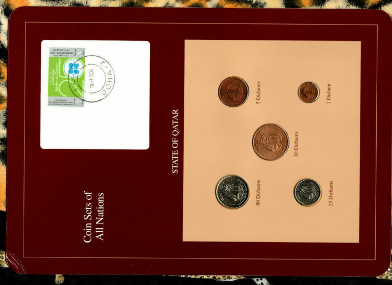 Read more about the article Coin Sets of All Nations Qatar 1973 – 1987 UNC 25  50 Dirhams 1987