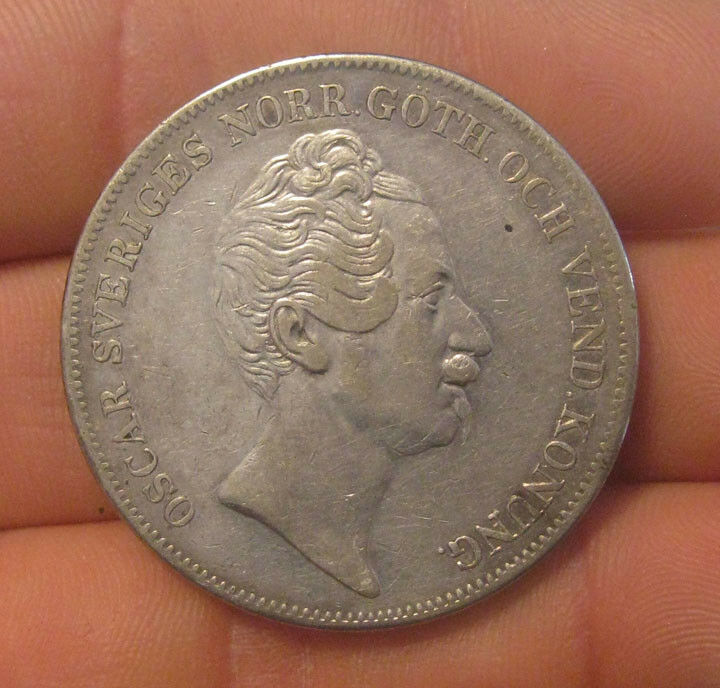 Read more about the article Sweden – 1853 Large Silver Riksdaler – Nice Coin!