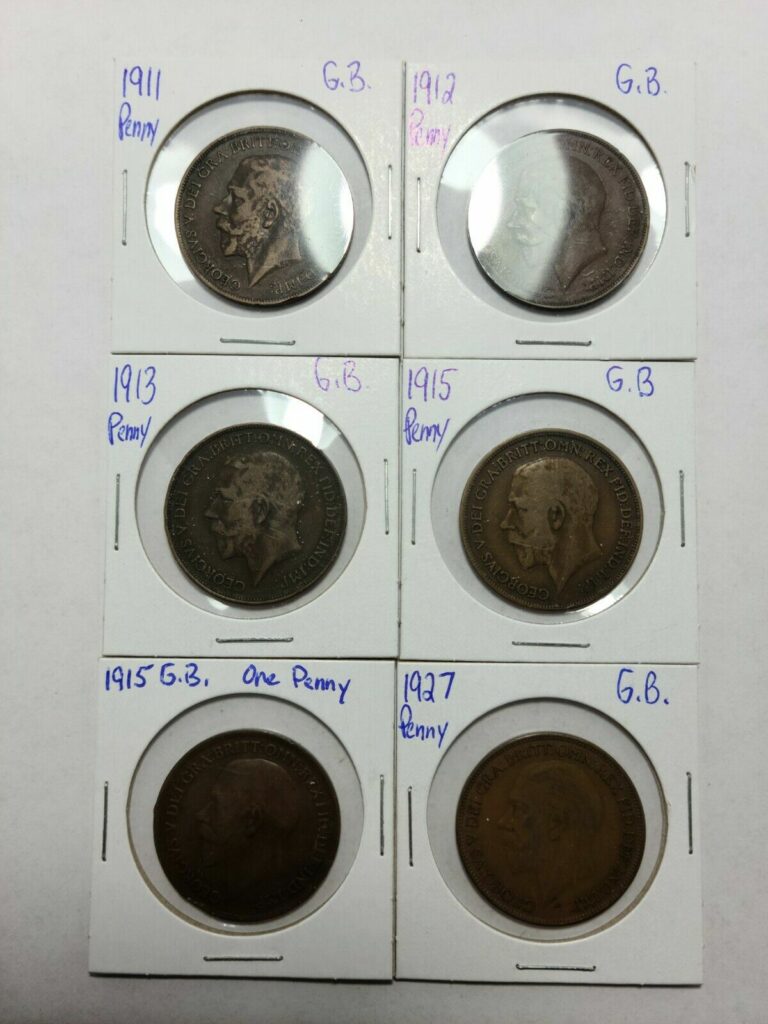 Read more about the article Old GB United Kingdom UK Great Britain Penny Collection – 6 coins 1911-1927