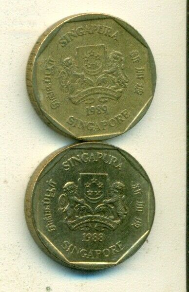 Read more about the article 2 DIFFERENT 1 DOLLAR COINS from SINGAPORE DATING 1988 and 1989