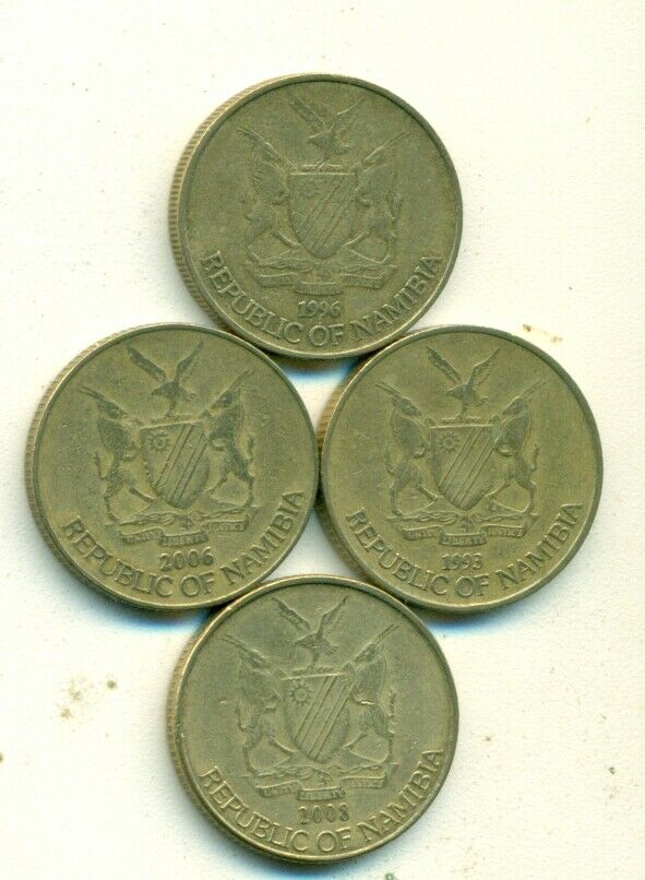 Read more about the article 4 DIFFERENT 1 DOLLAR COINS from NAMIBIA (1993  1996  2006 and 2008).