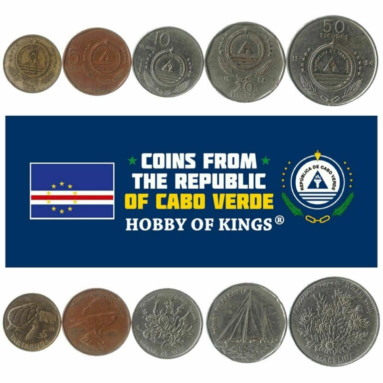 Read more about the article 5 DIFFERENT COMMEMORATIVE COINS FROM CAPE VERDE. 1-50 ESCUDOS AFRICAN MONEY 1994