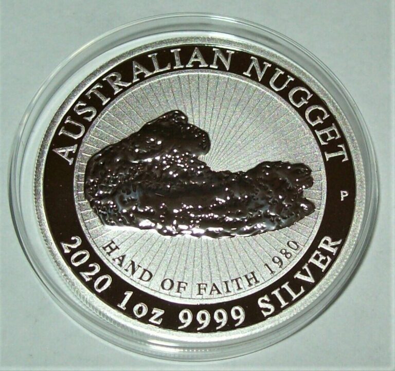 Read more about the article 2020 Australia 1 oz. .999 Fine Silver Coin “Hand of Faith” Nugget BU in Capsule