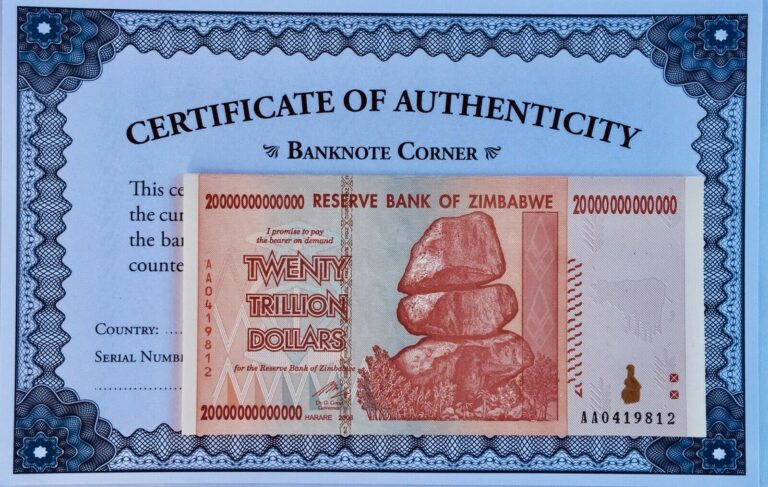 Read more about the article 2008 20 TRILLION DOLLARS ZIM ZIMBABWE AA SERIES P89 UNCIRCULATED CERTIFICATE COA