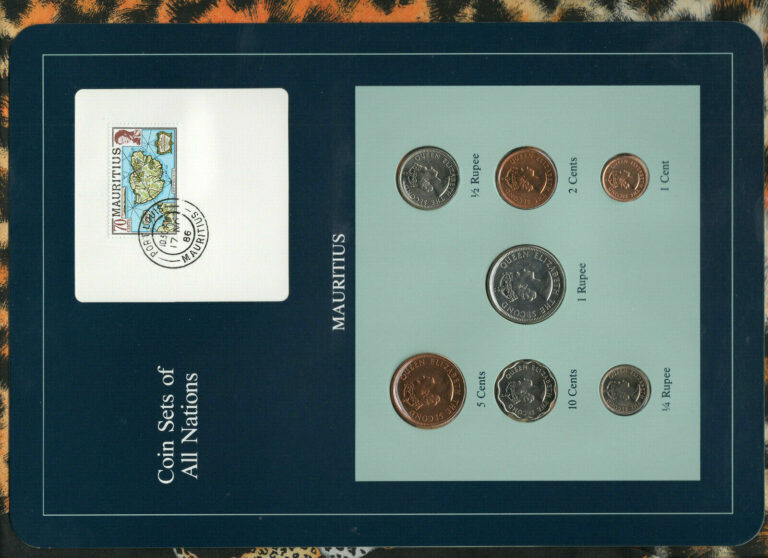 Read more about the article Coin Sets of All Nations Mauritius 1  1/2  1/4 Rupee  10  5  2  1 cents 1978 UNC