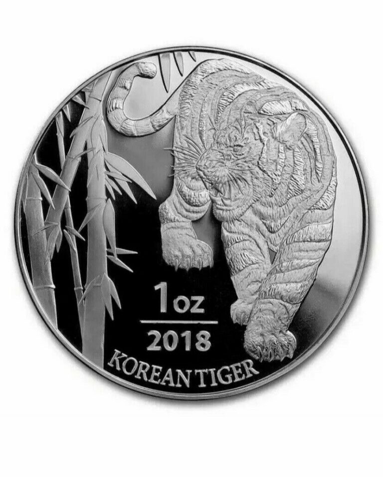 Read more about the article 1 – 2018 KOMSCO SOUTH KOREA 1 oz SILVER TIGER MEDAL BULLIPm