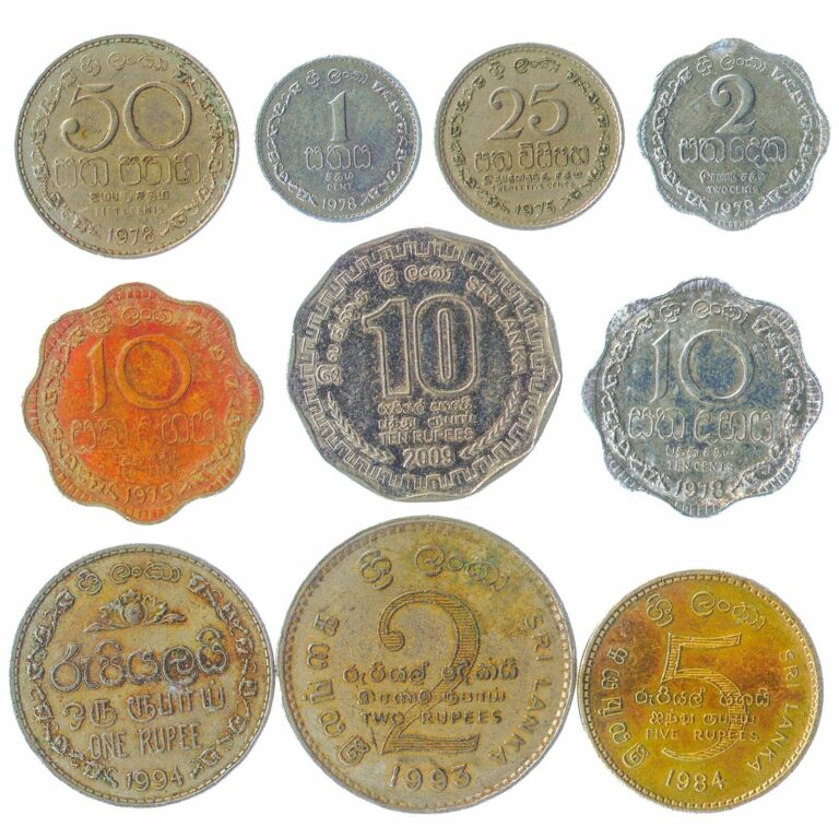 Read more about the article 10 DIFFERENT SRI LANKAN COINS. SOUTH ASIA ISLAND. OLD COLLECTIBLE MONEY RUPEES