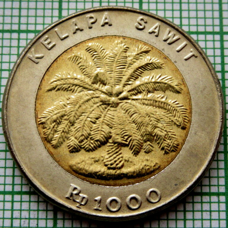 Read more about the article INDONESIA 1993 1000 RUPIAH  PALM OIL TREE  BI-METALLIC  UNC