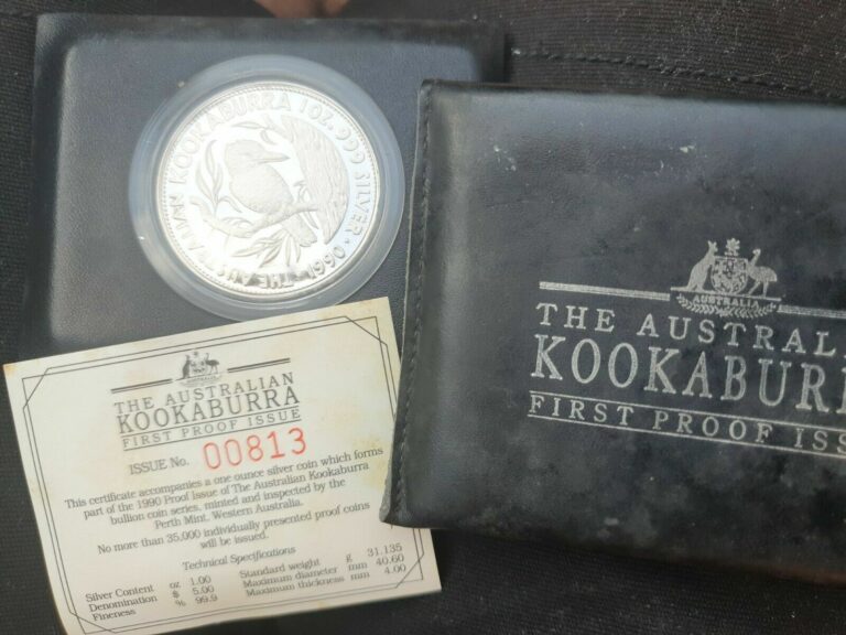 Read more about the article 1990 1 oz Silver Proof Australian Kookaburra  Coin sealed in Capsule