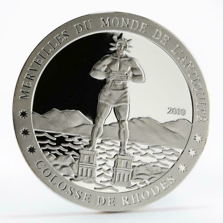 Read more about the article Ivory Coast 1500 francs Ancient Wonder Colossus of Rhodes proof silver coin 2010