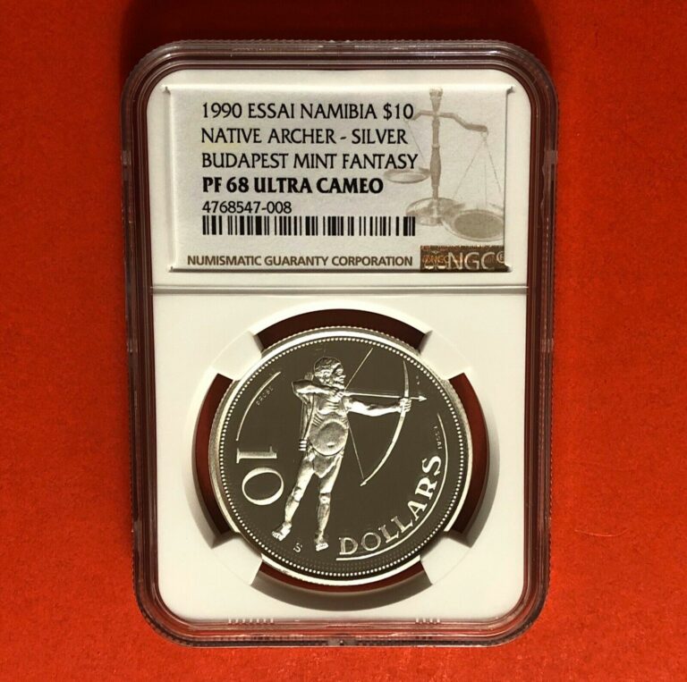 Read more about the article 1990-NAMIBIA-$10 SILVER PROOF COIN (ESSAI)-GRADED BY NGC PF-68 ULTRA CAMEO.