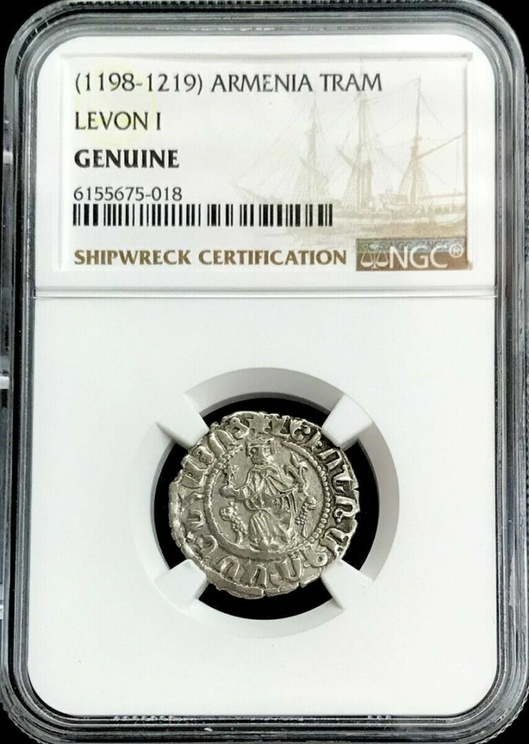 Read more about the article 1198- 1219 SILVER CILICIAN ARMENIA TRAM LEVON I HAMMERED COIN NGC CERTIFIED