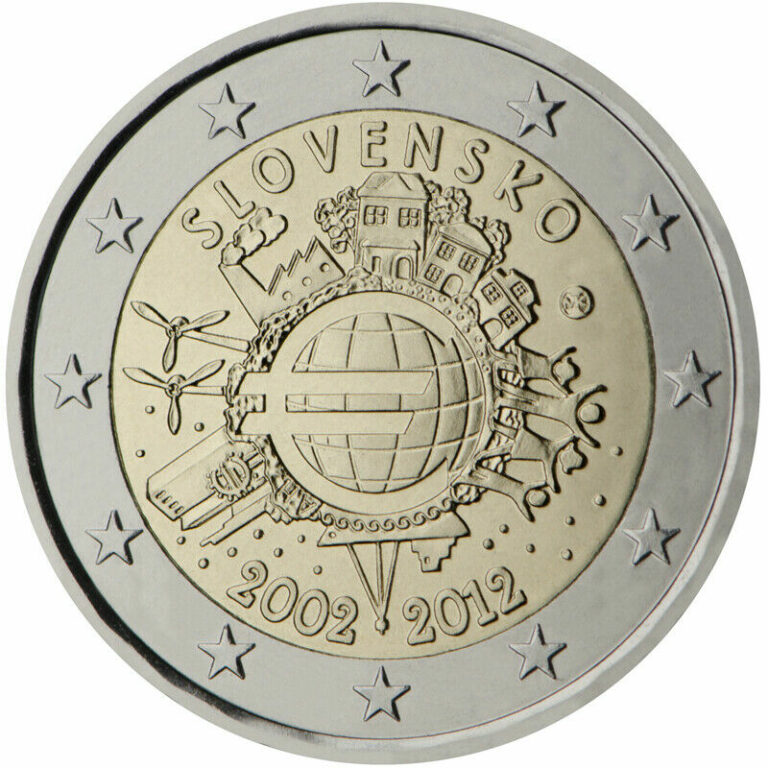 Read more about the article 2012 Slovakia € 2 Euro Uncirculated UNC Coin 10 Years of the Euro Currency