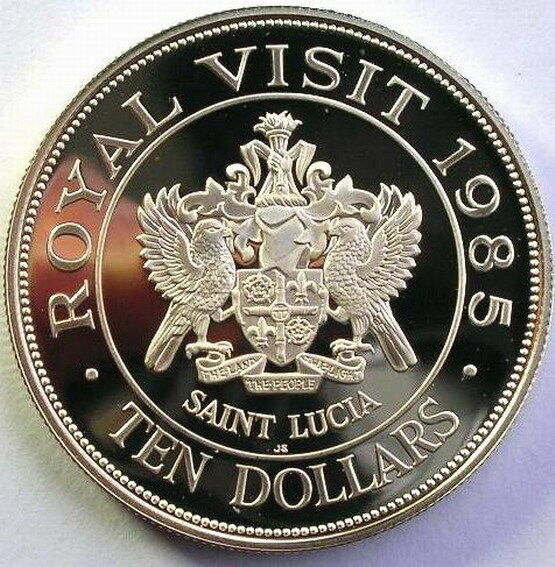 Read more about the article Saint Lucia 1985 Royal Visit 10 Dollar Silver Coin Proof