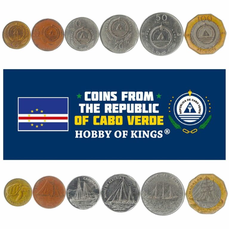 Read more about the article SET OF 6 COMMEMORATIVE COINS FROM CAPE VERDE 1 – 100 ESCUDOS. SAILING SHIPS 1994