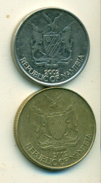 Read more about the article 2 DIFFERENT COINS from NAMIBIA – 10 CENTS and 1 DOLLAR (BOTH DATING 2002)