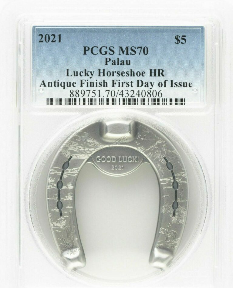 Read more about the article 2021 Palau 1 oz Silver Antique Finish Lucky Horseshoe MS-70 PCGS High Relief