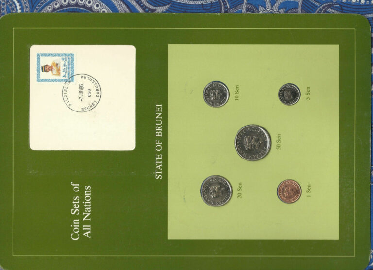 Read more about the article Coin Sets of All Nations Brunei UNC 20  10 Sen 1987 50  5  1 Sen 1988 7JUN86