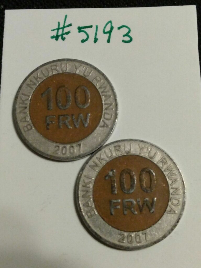 Read more about the article 🇷🇼🇷🇼🇷🇼 (2) 2007 Rwanda 100 Francs Coins  🇷🇼🇷🇼🇷🇼