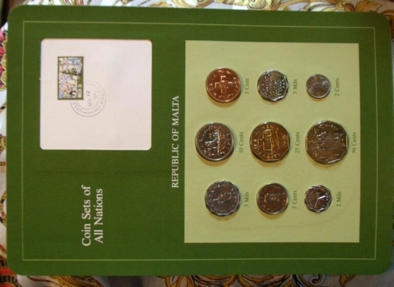 Read more about the article Coin Sets of All Nations Malta 1972 – 1982 2 and 3 Mils 1982 UNC 2 cent 1977 wcard