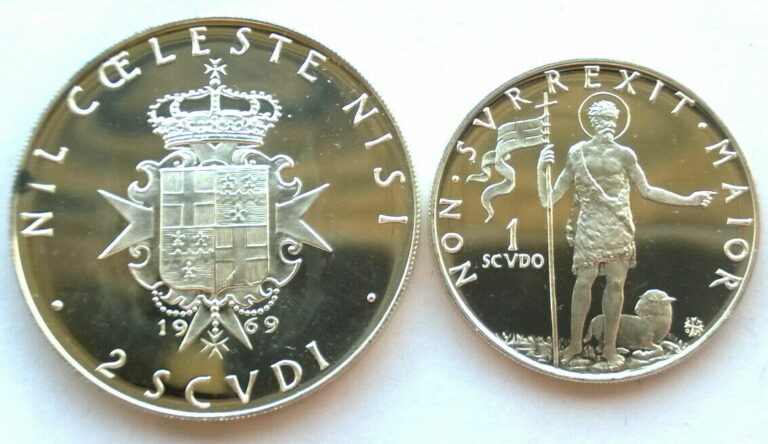 Read more about the article Malta order of 1969 Mojana Di Cologna Set of 2 Silver Coins Proof