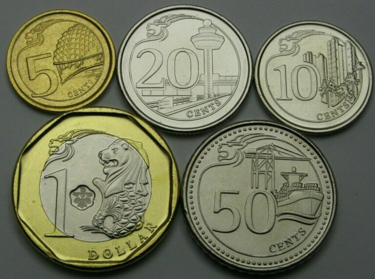 Read more about the article SINGAPORE 5 Cents / 1 Dollar 2014/2016 – Lot of 5 Coins – UNC *