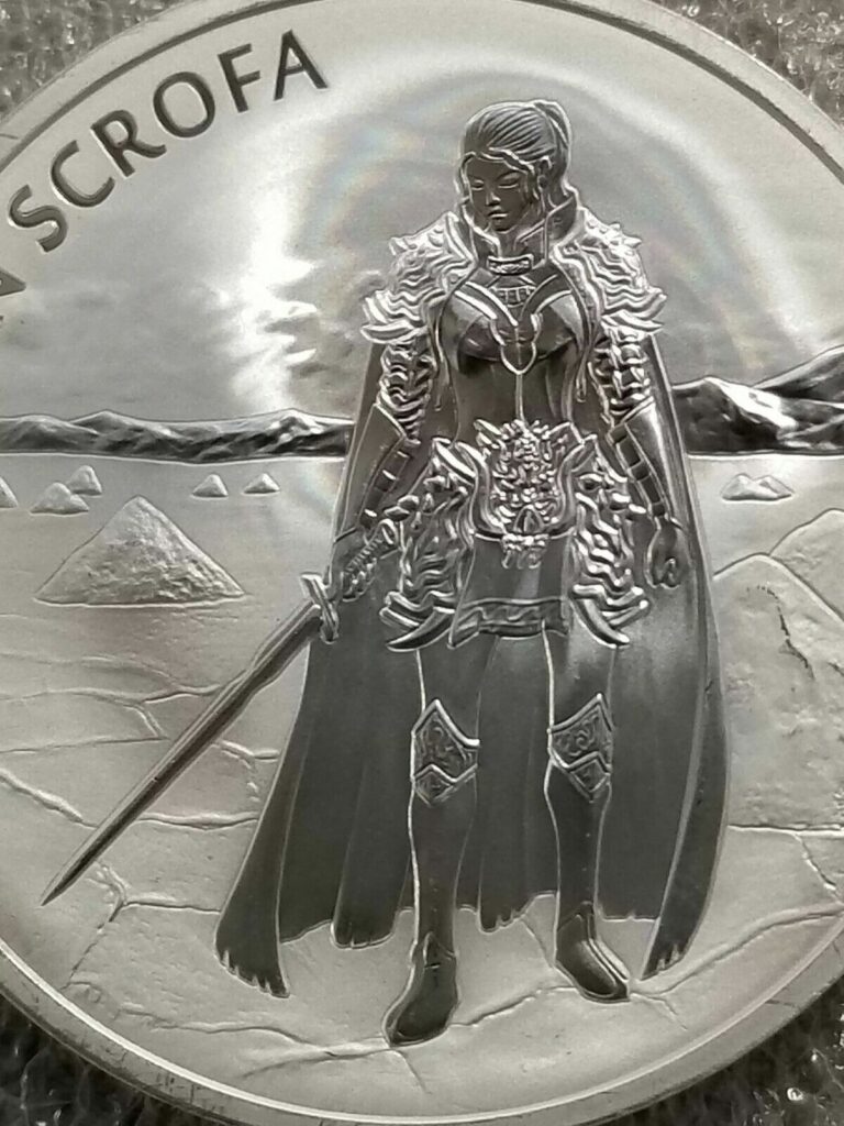 Read more about the article 2019 South Korea 1 oz .999 Fine Silver ZI: SIN Scrofa beautiful girl warrior NEW