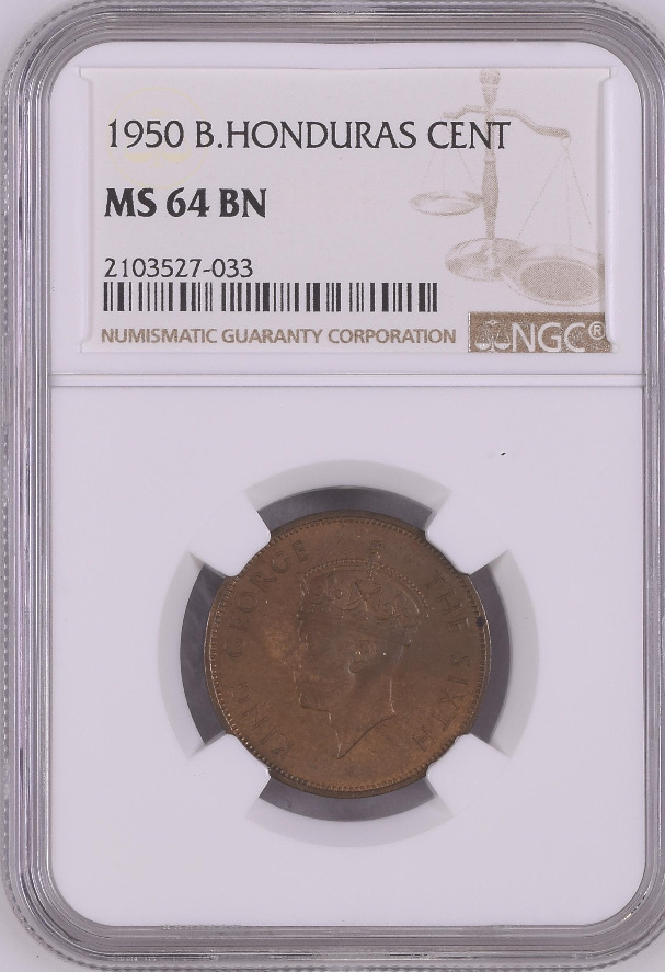 Read more about the article 1950 B. Honduras 1 cent NGC MS 64 BN Witter Coin