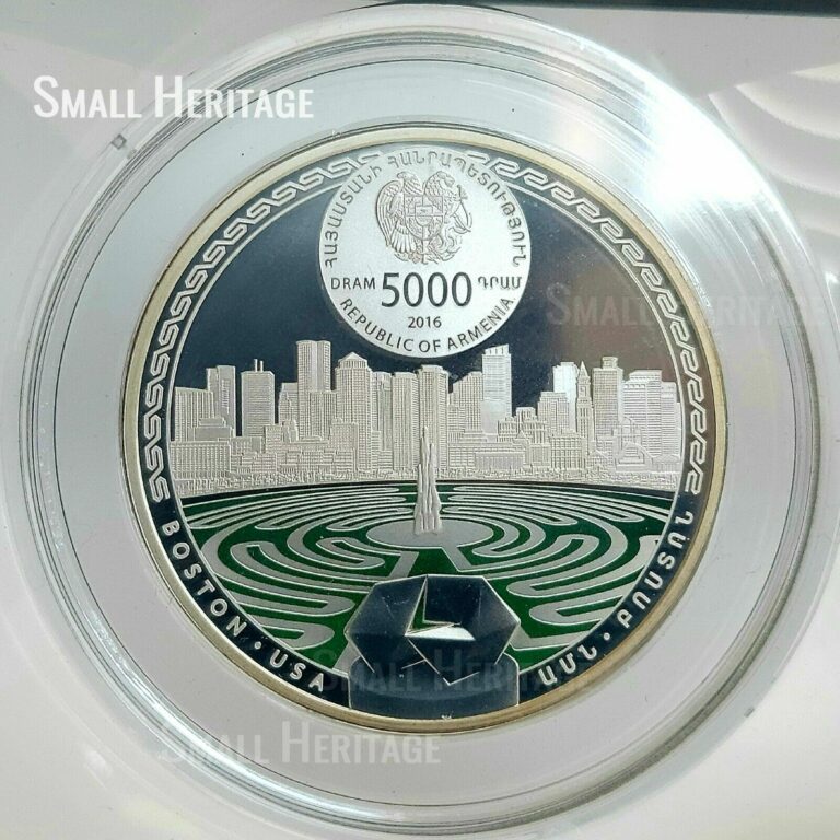 Read more about the article Boston Labyrinth Silver Coin 2 Oz Proof .925 2016 Armenia 5000 Dram Certificate