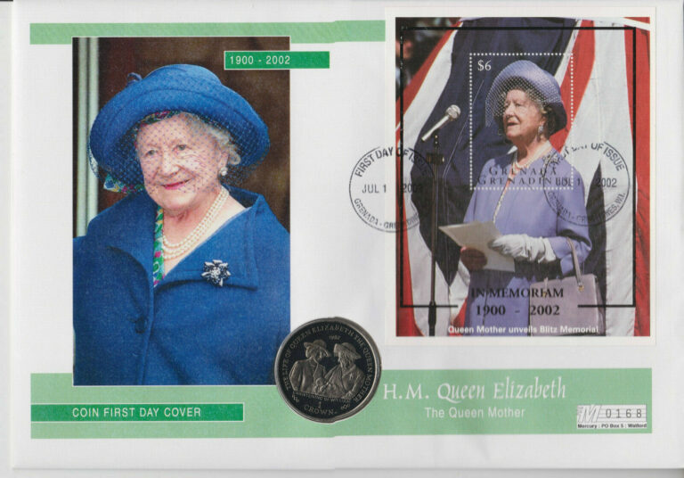 Read more about the article MERCURY GRENADA GRENADINES PNC COIN COVER 2002 QUEEN MOTHER GIBRALTAR CROWN 0168