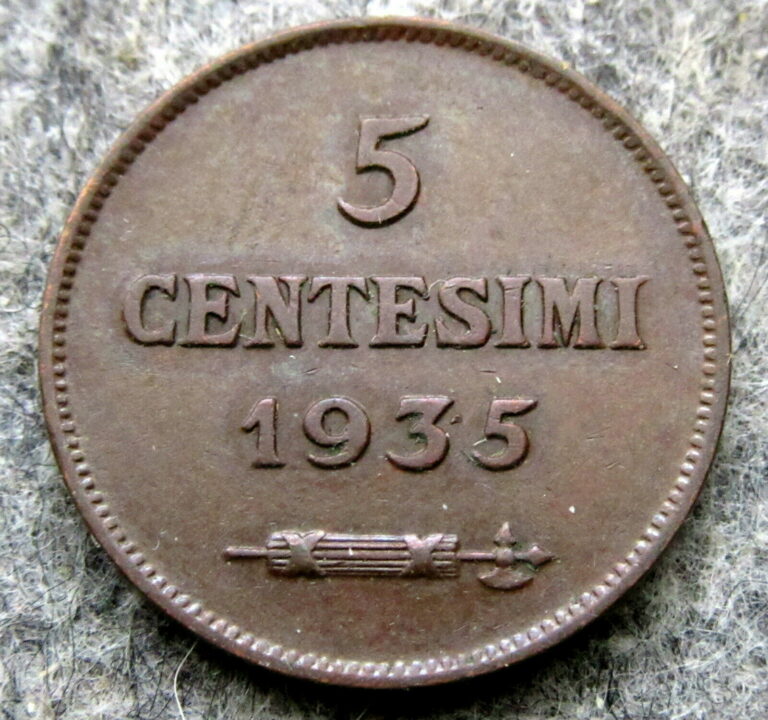Read more about the article SAN MARINO 1935 5 CENTESIMI  HIGH GRADE