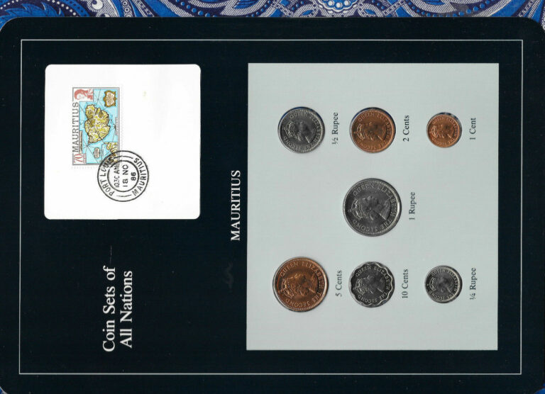 Read more about the article Coin Sets of All Nations Mauritius 1  1/2  1/4 Rupee  10  5  2  1 cents 1978 UNC