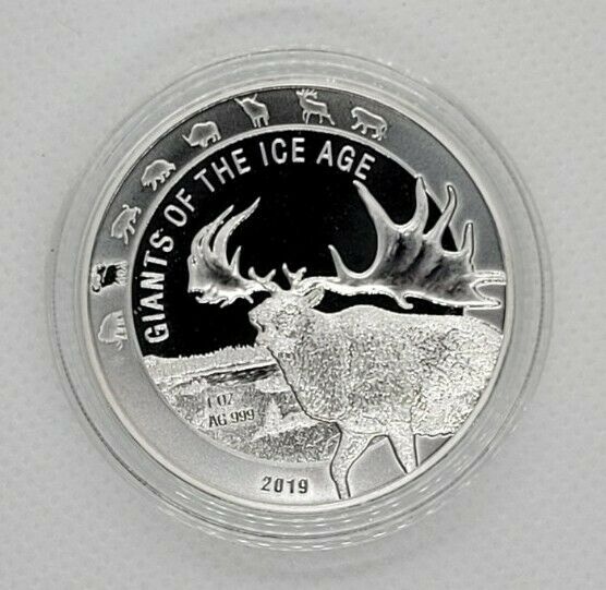 Read more about the article 2019 Republic of Ghana 1 oz Silver Great Horn Megaloceros BU 999