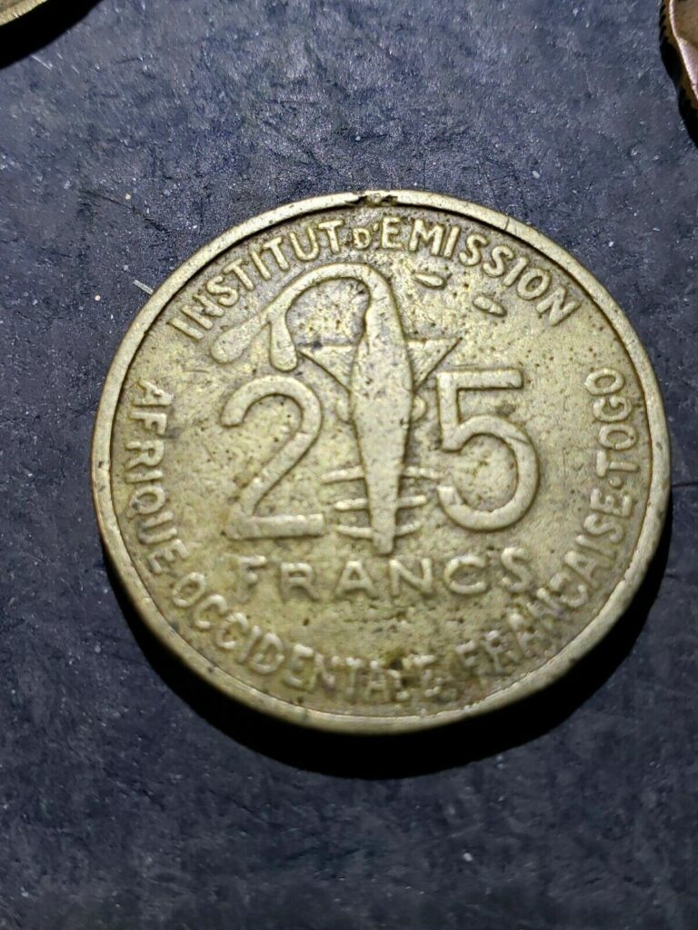 Read more about the article 1957 French West Africa 25 CFA Francs (Togo) Coin  #dec92