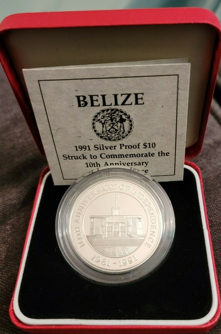 Read more about the article Belize 10 dollars 10th Anniversary of Independence Gem proof silver coin 1991