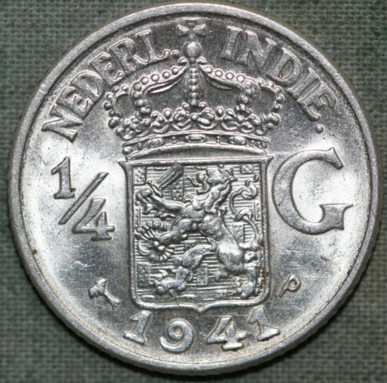 Read more about the article Netherland East Indies~ Indonesia  1941P~ Silver 1/4 Gulden  UNC ~ 93¢ Shipping