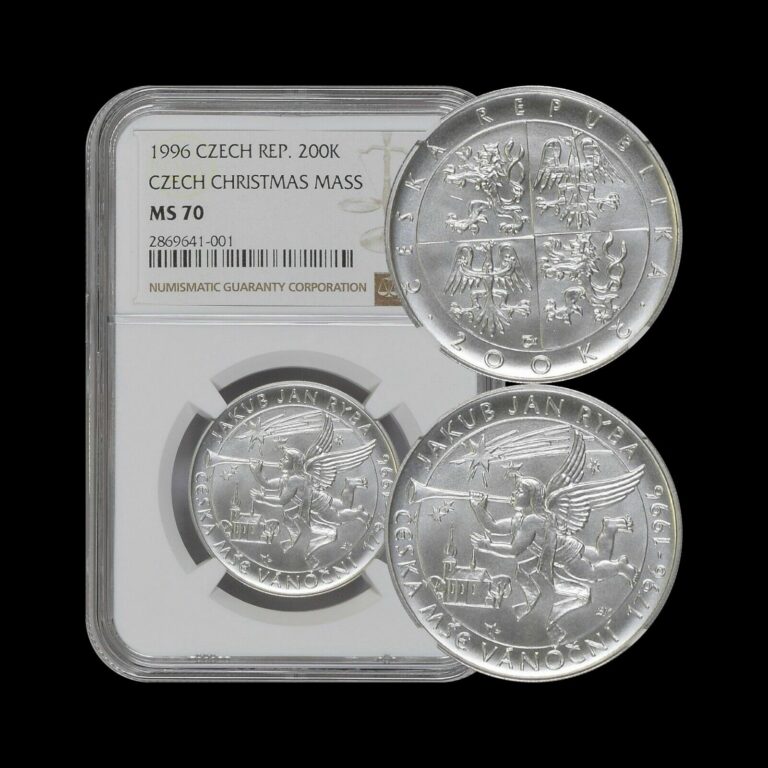 Read more about the article CZECH REPUBLIC. 1996  200 Korun  Silver – NGC MS70 – Top Pop 🥇 Christmas Mass