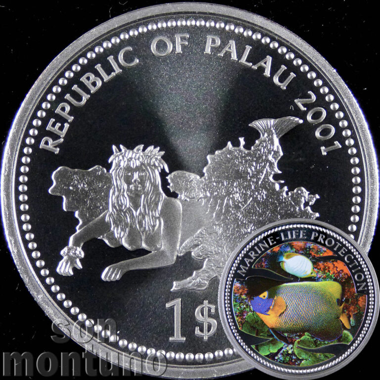Read more about the article 2001 Palau $1 BUTTERFLYFISH MERMAID Marine Life Protection Ag Plated Copper Coin