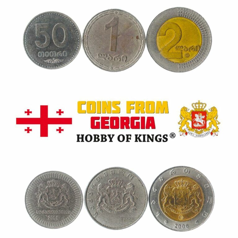 Read more about the article SET OF 3 COINS FROM GEORGIA. 50 TETRI  1  2 LARI. CAUCASIAN MONEY. 2006