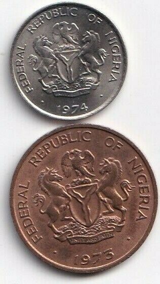 Read more about the article 2 UNCIRCULATED COINS from NIGERIA – 1973 1 KOBO and 1974 5 KOBO