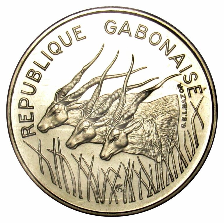 Read more about the article Gabon 100 Francs coin 1971 km#E3 essai BU in original sealed bank bag.