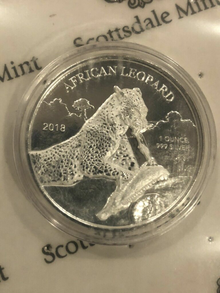 Read more about the article (5) 2018 Republic of Ghana 1 Oz Silver 5 Cedis African Leopard Coin – BU SEALED