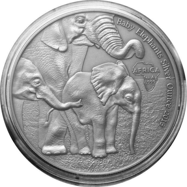 Read more about the article Gabon 1000 Francs 2013 Elephants Baby1 OZ Silver Certificate Capsule Loose