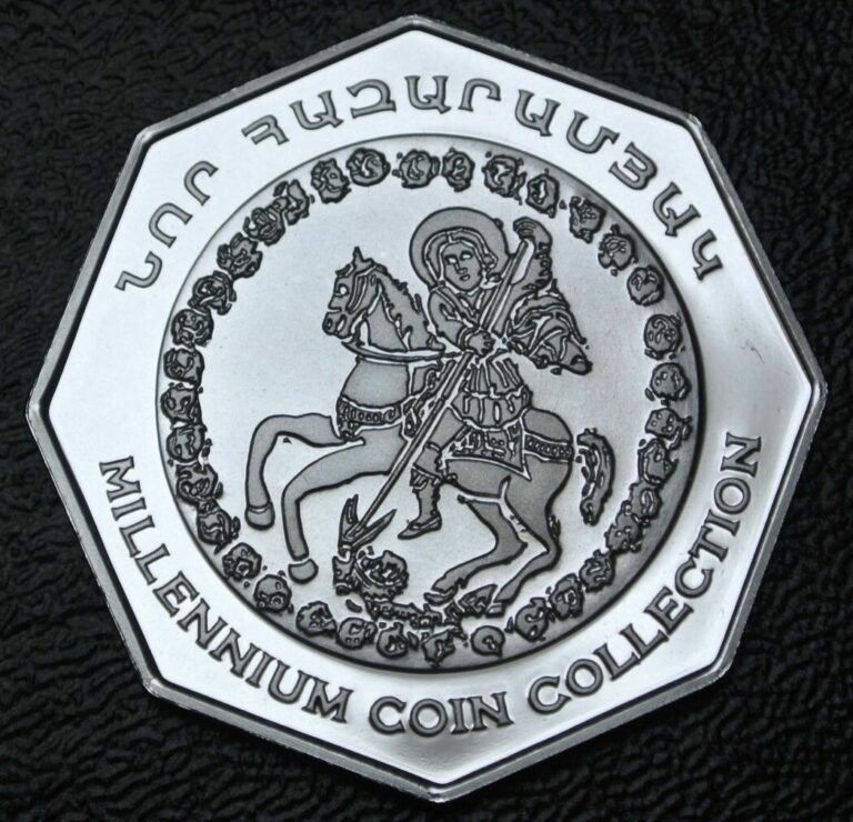 Read more about the article 1999-2000 ARMENIA – 2000 DRAMS – .925 SILVER PROOF – 8 Sided Coin – Nice